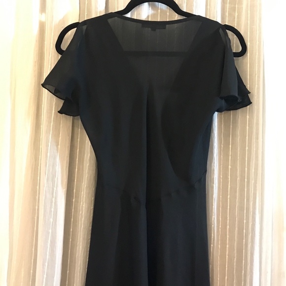 Betsey Johnson Sheer Black Chiffon V Neck Midi Dress Size M - Picture 6 of 10